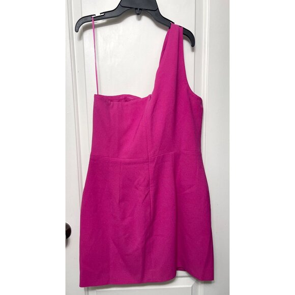 New French Connection Maddie One-Shoulder Cocktail Minidress In Pink Size L - Picture 5 of 9